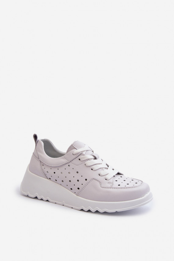 ažuursete elementidega Naiselik Sneakers tüüpi jalanõud Kiilu peal Naturaalsest nahast Halli värvi S.Barski LR482