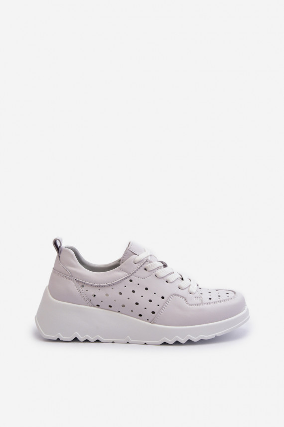 ažuursete elementidega Naiselik Sneakers tüüpi jalanõud Kiilu peal Naturaalsest nahast Halli värvi S.Barski LR482
