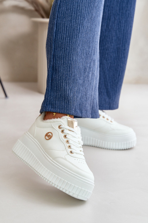 Sneakers tüüpi jalanõud spordijalatsid Naiselik voodriga moodsate massiivsete taldadega valget värvi Ardiela