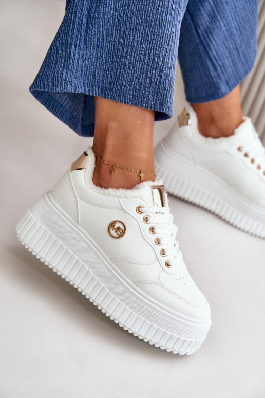 Sneakers tüüpi jalanõud spordijalatsid Naiselik voodriga moodsate massiivsete taldadega valget värvi Ardiela