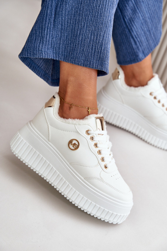 Sneakers tüüpi jalanõud spordijalatsid Naiselik voodriga moodsate massiivsete taldadega valget värvi Ardiela