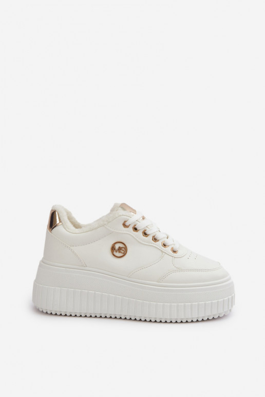 Sneakers tüüpi jalanõud spordijalatsid Naiselik voodriga moodsate massiivsete taldadega valget värvi Ardiela