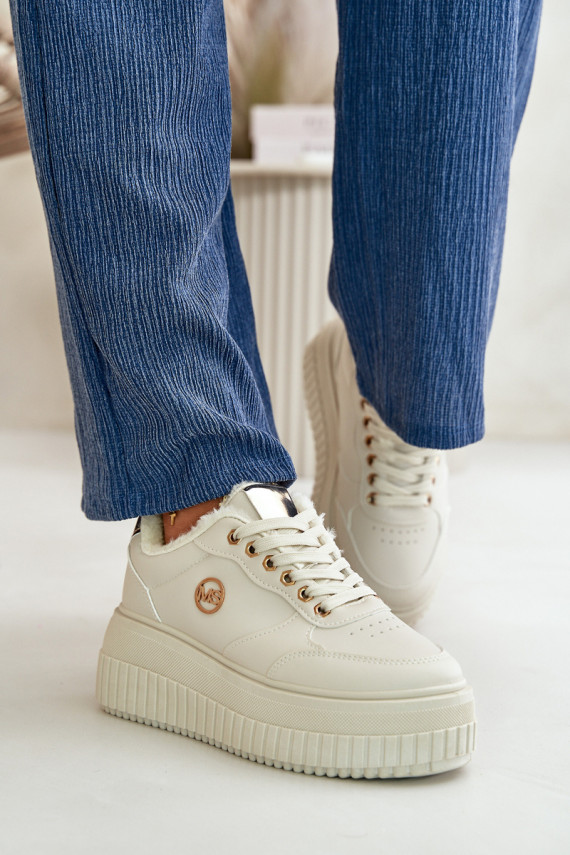 Sneakers tüüpi jalanõud spordijalatsid Naiselik voodriga moodsate massiivsete taldadega beeži värvi Ardiela