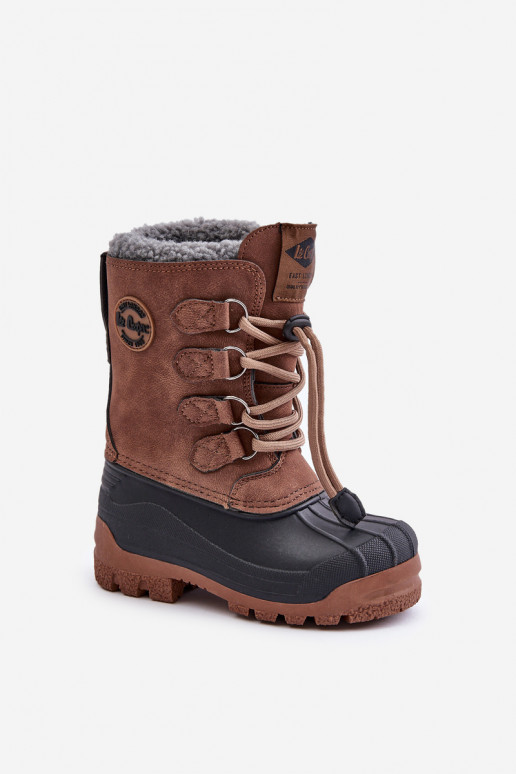 Kõrge soojad nööpidega lumesaapad Laste jalanõud nööriga kroogitavad Lee Cooper LCJ-24-44-2842K pruunid värvi