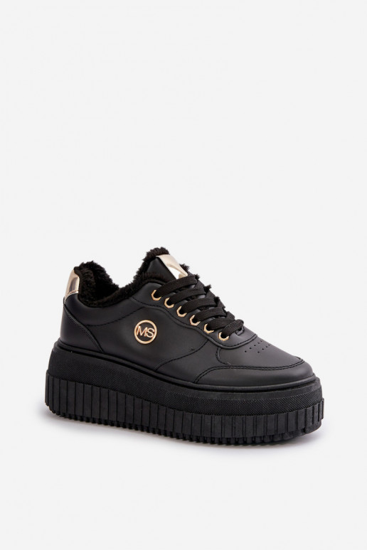 Sneaker-stiilis sportlikud jalatsid soojendatud moekate massiivsete talladega musta värvi Ardiela