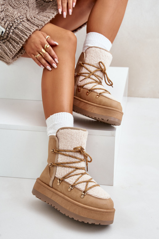 nööpidega lumesaapad Naiselik platvormtalla ja stiilsete detailidega pruunid värvi Riaviana