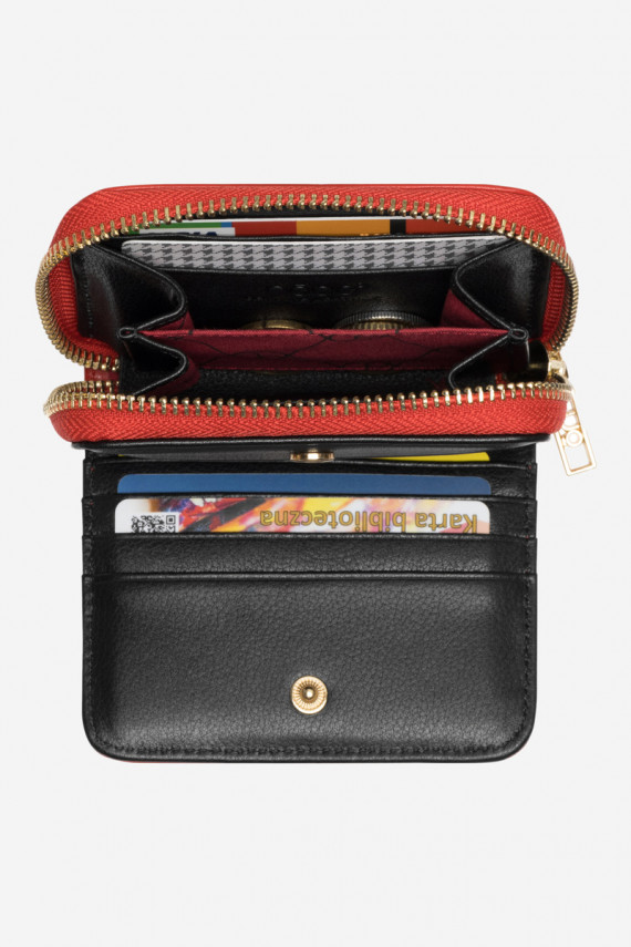 NaiselikRahakott Valmistatud naturaalsest nahast Loomade muster Väike Nobo NPUR-LR0020-C005 punased