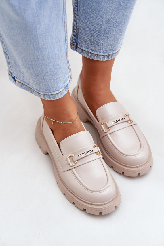 Klassikalise mudeli naiste mokassiinid eko-nahast beeži värvi Savethira