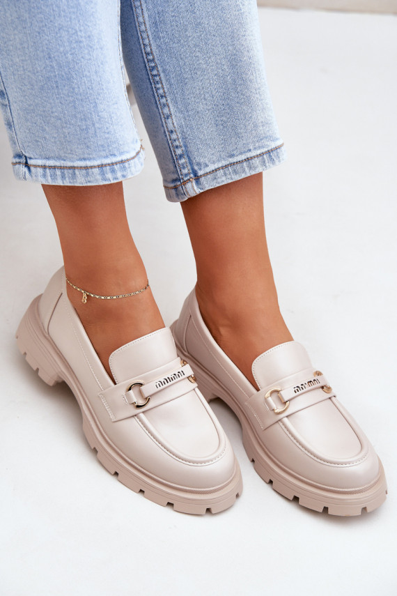 Klassikalise mudeli naiste mokassiinid eko-nahast beeži värvi Savethira