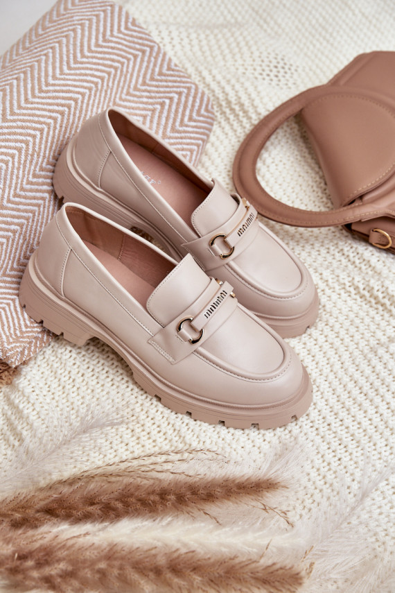 Klassikalise mudeli naiste mokassiinid eko-nahast beeži värvi Savethira