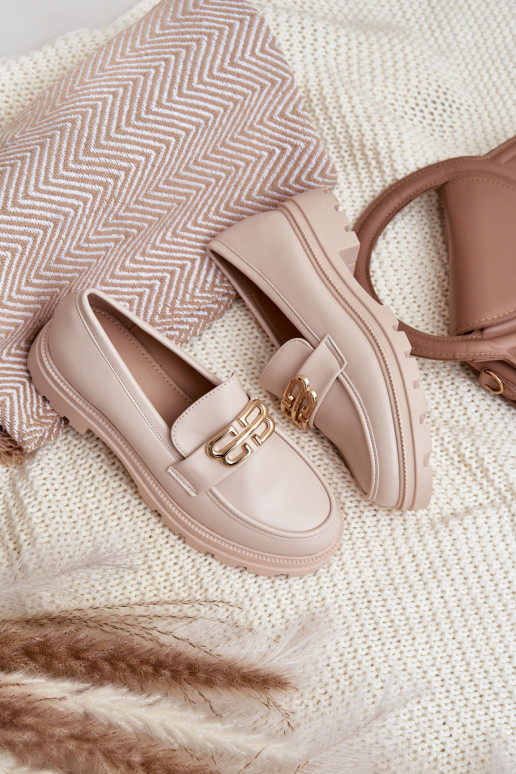 Klassikalise mudeli naiste mokassiinid eko-nahast beeži värvi Savethira