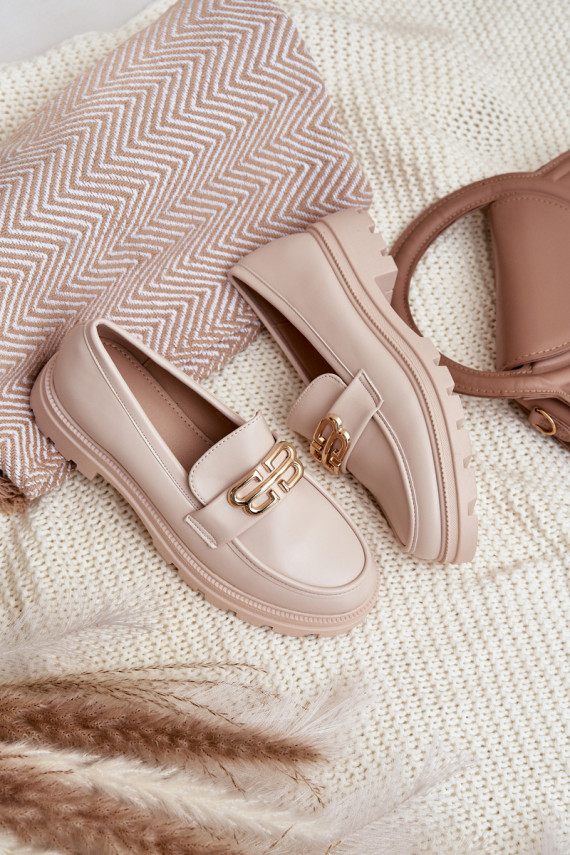 Klassikalise mudeli naiste mokassiinid eko-nahast beeži värvi Savethira