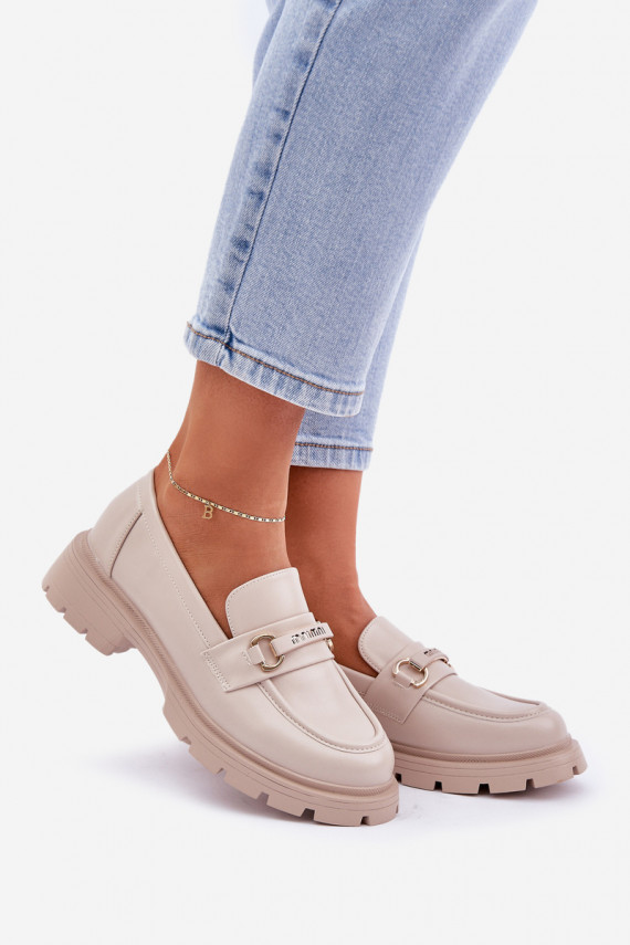 Klassikalise mudeli naiste mokassiinid eko-nahast beeži värvi Savethira