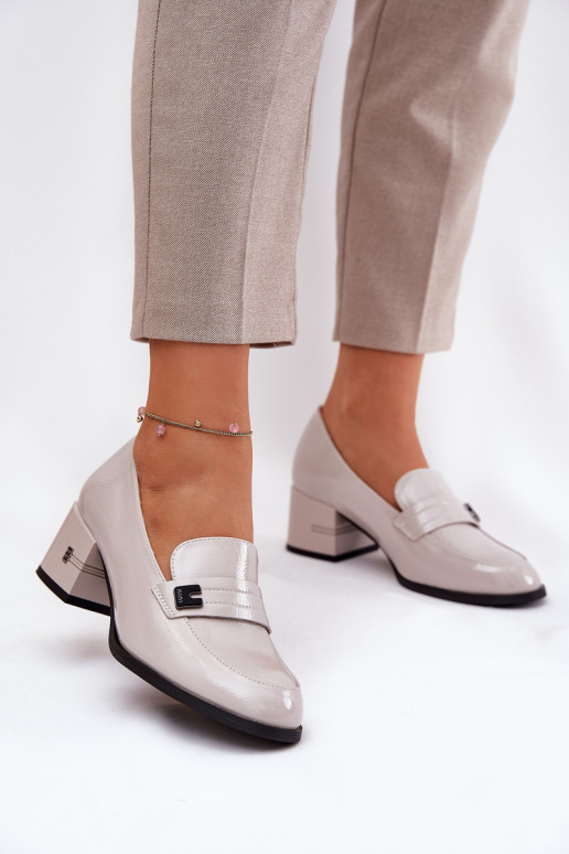 Laque Nahk jalatsid Naiselik kõrge jämeda kontsaga Vinceza 18105 Halli värvi