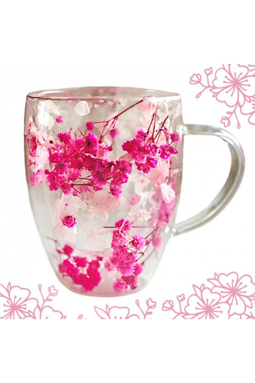 Szklanka termiczna koos ami w środku, gipsówka hortensje roosa 300 ml 1tk. SZK149
