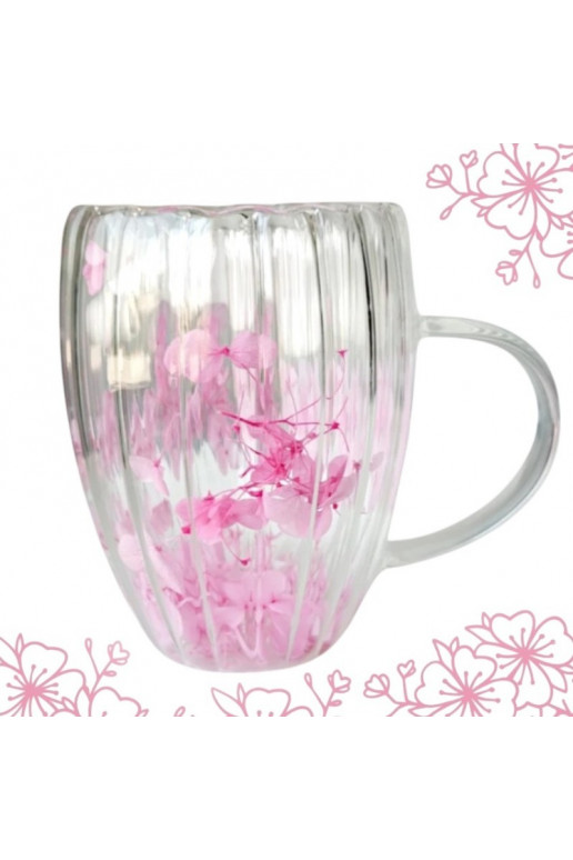 Szklanka termiczna ryflowana koos ami w środku, gipsówka roosa 300 ml 1tk. SZK157