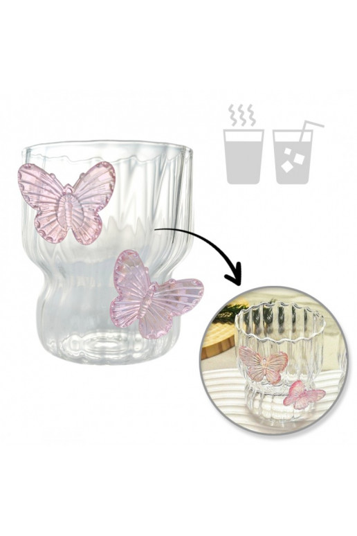 Szklanka ryflowana, koos falowanymi ściankami, KI roosa 260 ml 1tk. SZK161