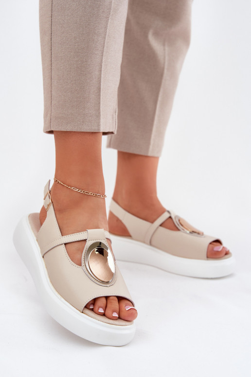 Nahk Elegantsed Naistesandaalid S.Barski GR51-603 beeži värvi