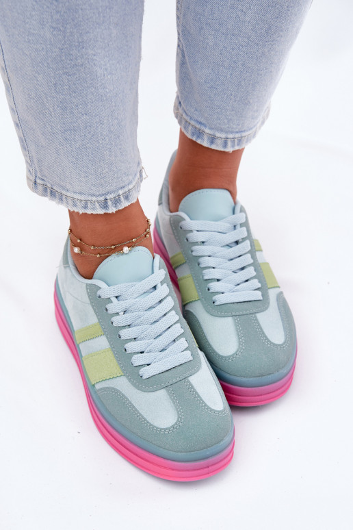 Madal Sneakers tüüpi jalanõud platvormiga Sinist värvi Ovivene