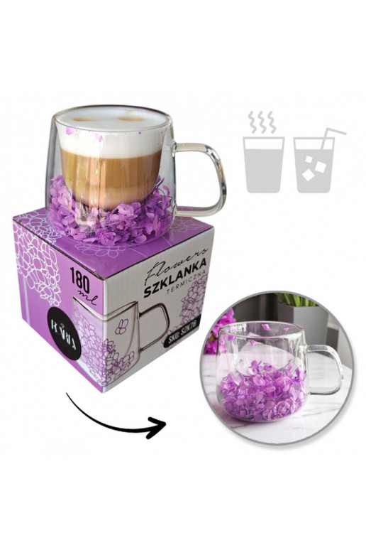 Szklanka termiczna koos hortensją w środku  180 ml 1tk. SZK76