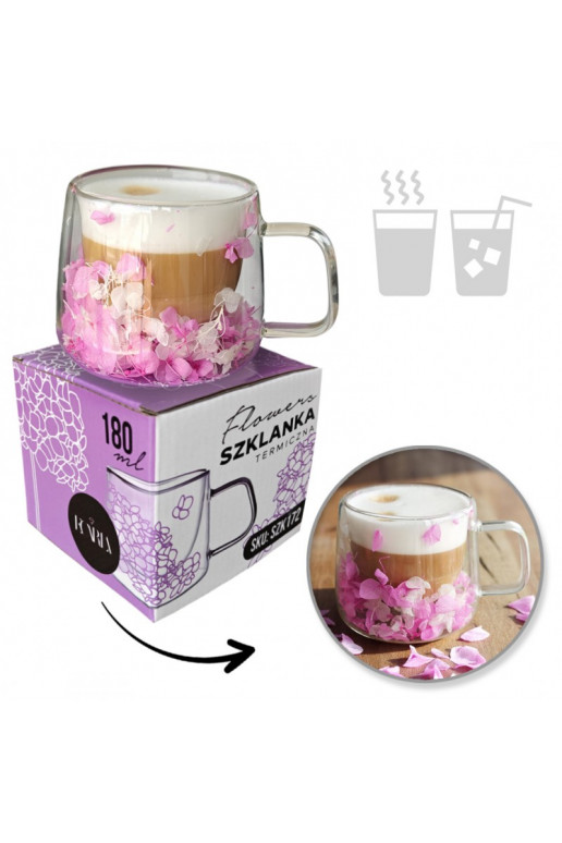 Szklanka termiczna koos hortensją w środku  180 ml 1tk. SZK172