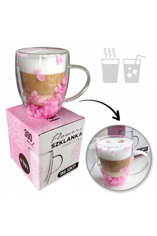 Szklanka termiczna koos hortensją w środku roosa 300 ml 1tk. SZK77