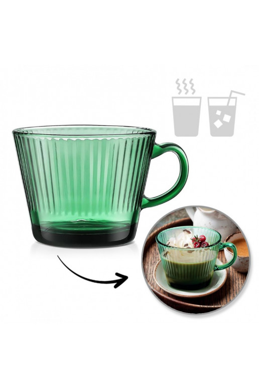 Filiżanka szklanka ryflowana duża roheline värv 380 ml 1tk. SZK178