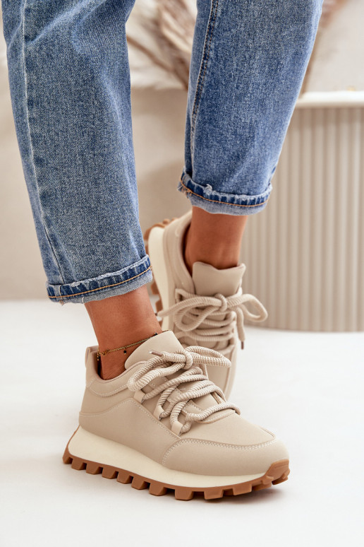 spordijalatsid Sneakers tüüpi jalanõud platvormiga eko-nahast beeži värvi Riadella