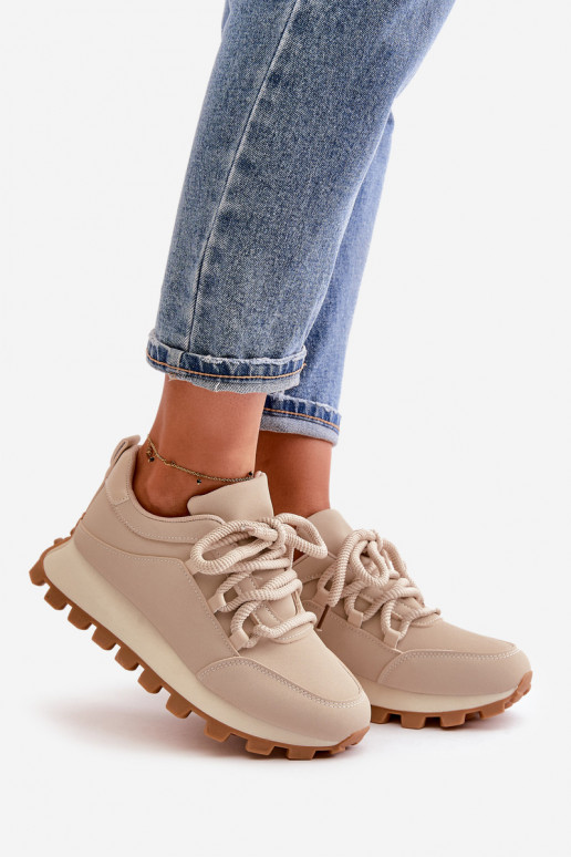 spordijalatsid Sneakers tüüpi jalanõud platvormiga eko-nahast beeži värvi Riadella