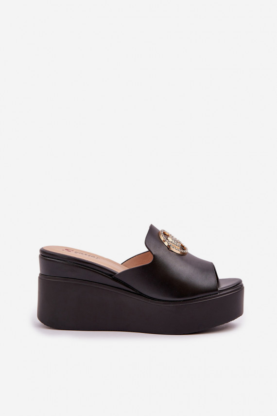 Sussid platvormiga I Koturnie kaunistustega mustad Nanessia