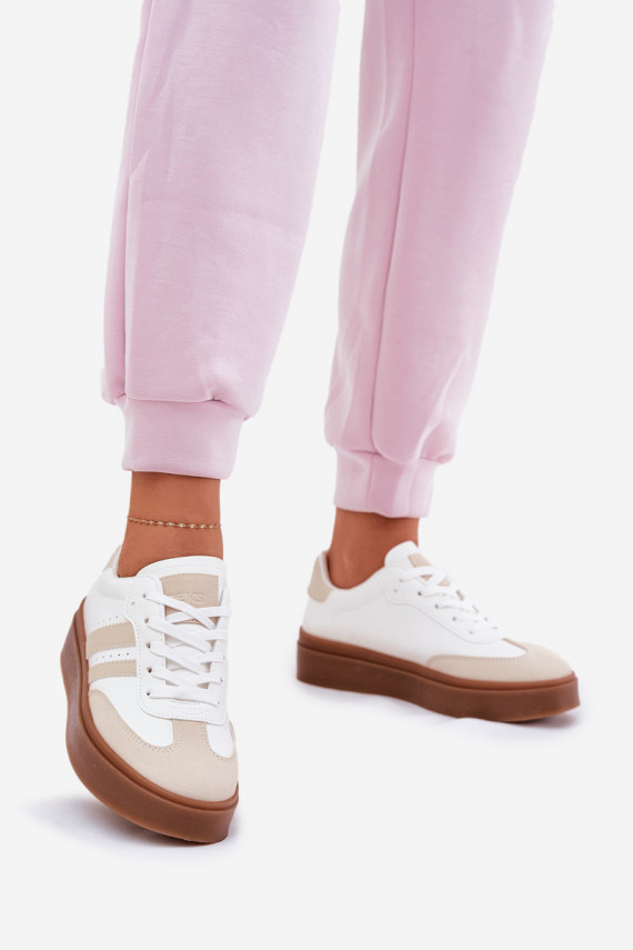 Sneakersi stiilis kingad Naistele platvormiga ökokoest beež-valge