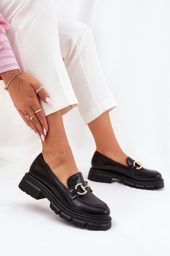 naiste mokassiinid Eko Nahk Ze Kuldset värvim Detalem mustad Ravalissea