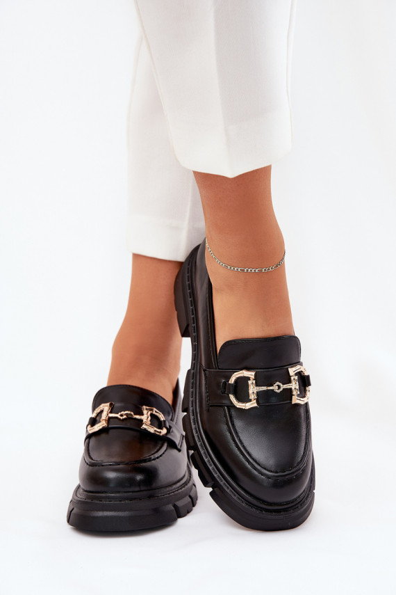 naiste mokassiinid Eko Nahk Ze Kuldset värvim Detalem mustad Ravalissea