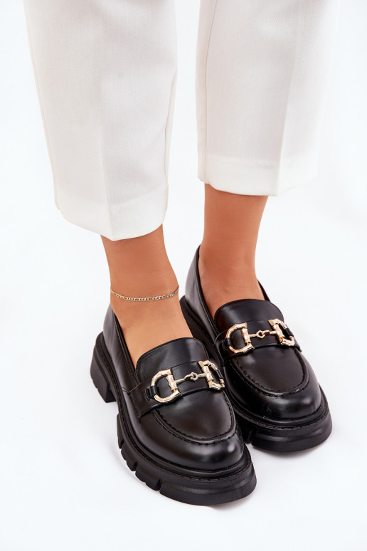 naiste mokassiinid Eko Nahk Ze Kuldset värvim Detalem mustad Ravalissea