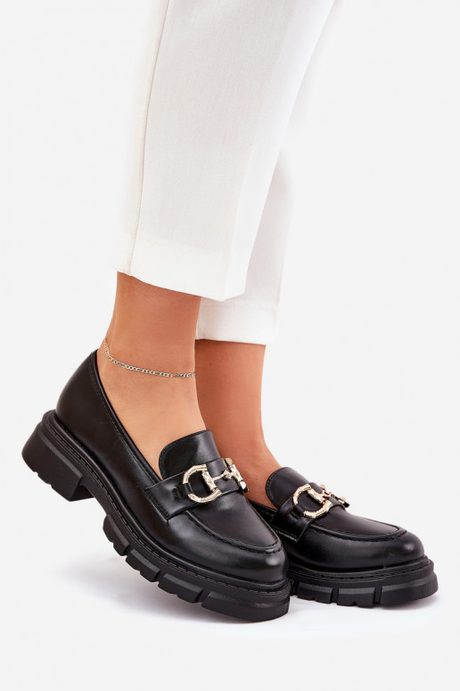 naiste mokassiinid Eko Nahk Ze Kuldset värvim Detalem mustad Ravalissea