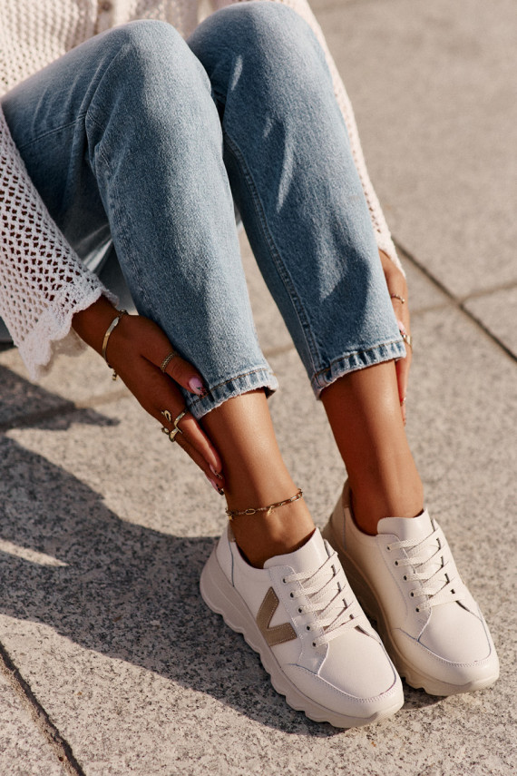 Nahk spordijalatsid Naiselik Vinceza 7918 beeži värvi