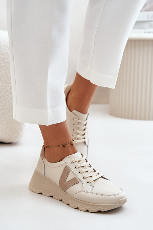 Nahk spordijalatsid Naiselik Vinceza 7918 beeži värvi