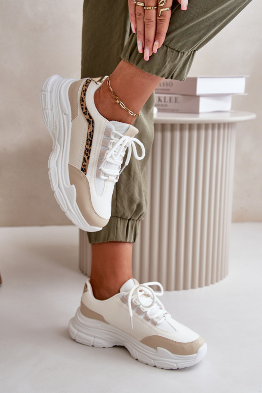 Sneakers tüüpi jalanõud spordijalatsid Pealiste omad Paksu talla peal beeži värvi Lerila