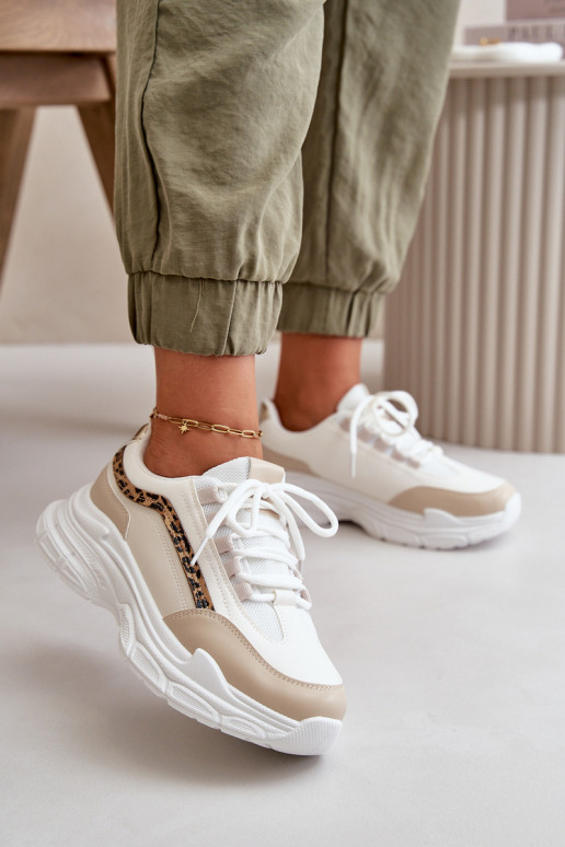 Sneakers tüüpi jalanõud spordijalatsid Pealiste omad Paksu talla peal beeži värvi Lerila