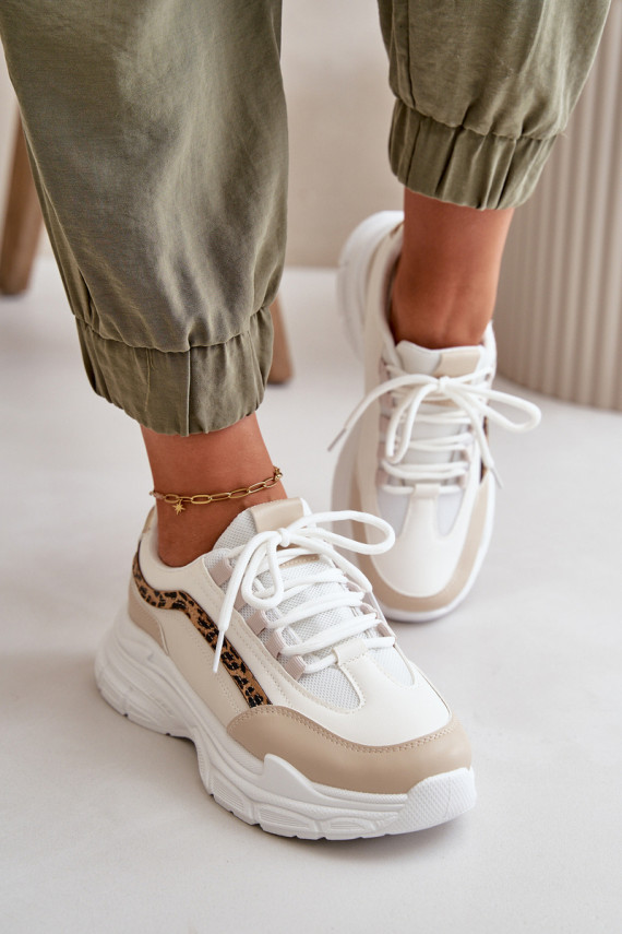 Sneakers tüüpi jalanõud spordijalatsid Pealiste omad Paksu talla peal beeži värvi Lerila