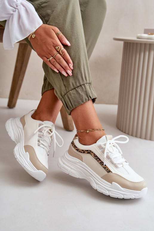 Sneakers tüüpi jalanõud spordijalatsid Pealiste omad Paksu talla peal beeži värvi Lerila