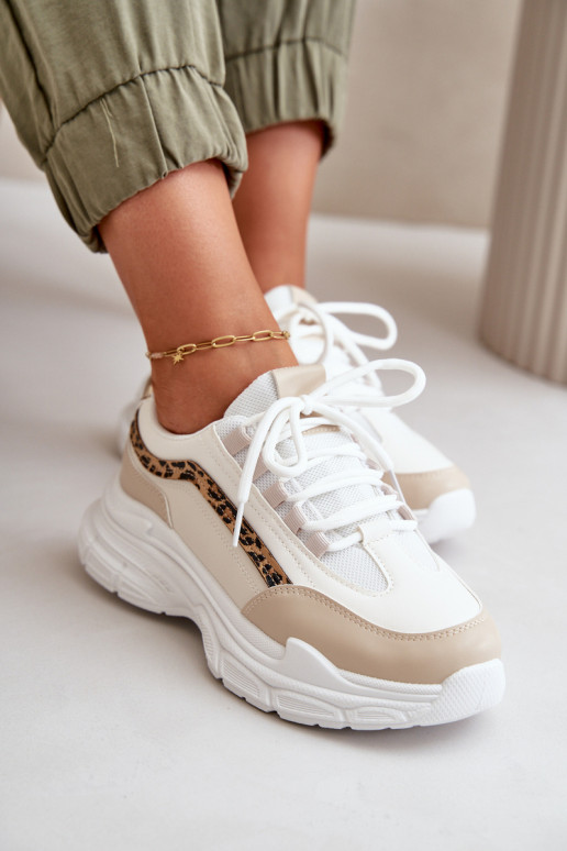 Sneakers tüüpi jalanõud spordijalatsid Pealiste omad Paksu talla peal beeži värvi Lerila