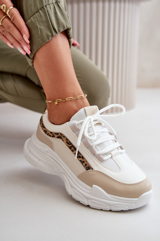 Sneakers tüüpi jalanõud spordijalatsid Pealiste omad Paksu talla peal beeži värvi Lerila