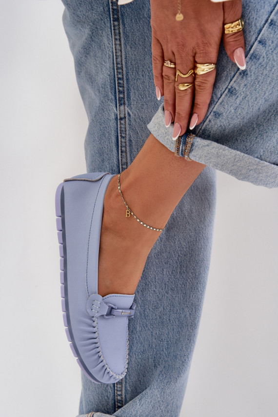 sileda tallaga Nahk Mokassiinid kaunistustega S.Barski LR51-547 Sinist värvi