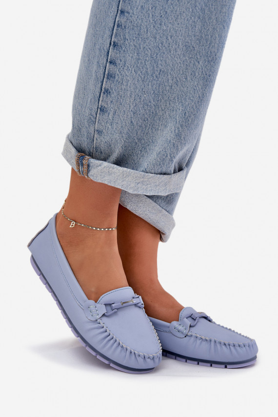 sileda tallaga Nahk Mokassiinid kaunistustega S.Barski LR51-547 Sinist värvi