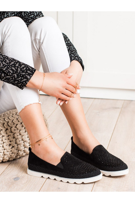 ažuursete elementidega Slip on kingad kristallidega