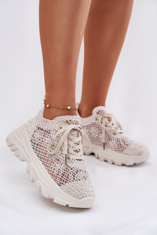 Sneakers tüüpi jalanõud Naiselik Z Szydełkową Cholewką beeži värvi Jelhiris