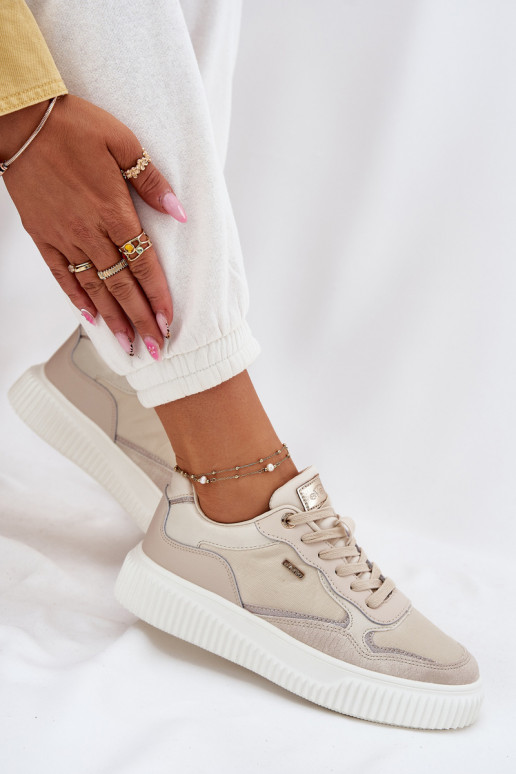 Nahk Sneakers tüüpi jalanõud Naiselik platvormiga beeži värvi Velarria