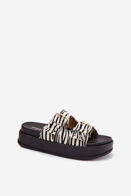 naiste plätud Ze Kuldset värvimi neetide ja pandlagami platvormiga Zebra Virvania