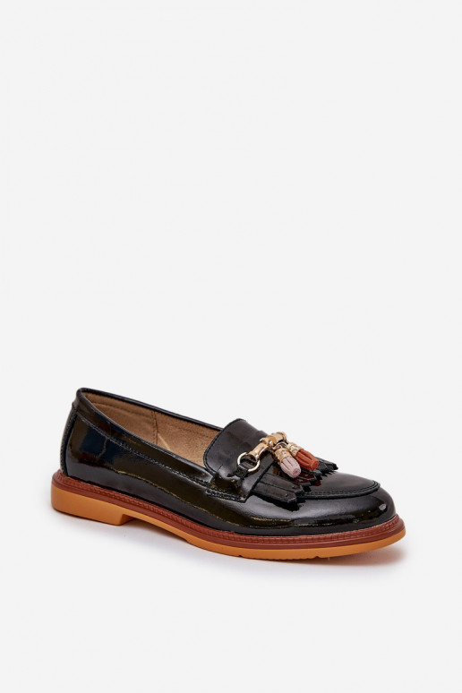 Mustad naha elegantsed mokasiinid laia kontsaga "S.Barski"